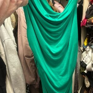 Vibrant Green Draped Dress